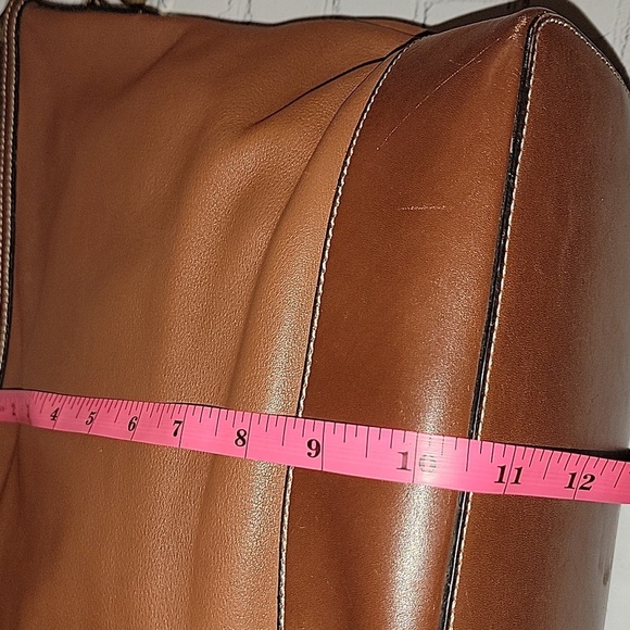 Talbots Two-tone Brown Leather Hobo Shoulder Bag - Picture 6 of 8